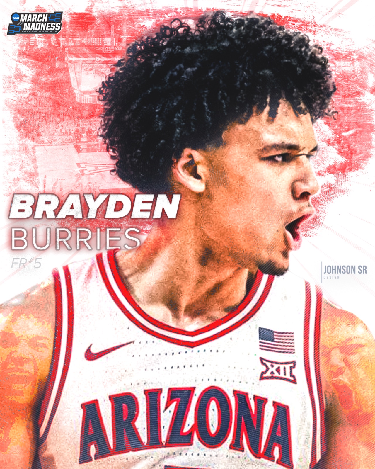 Brayden Burries Arizona Wildcats March Madness win graphic