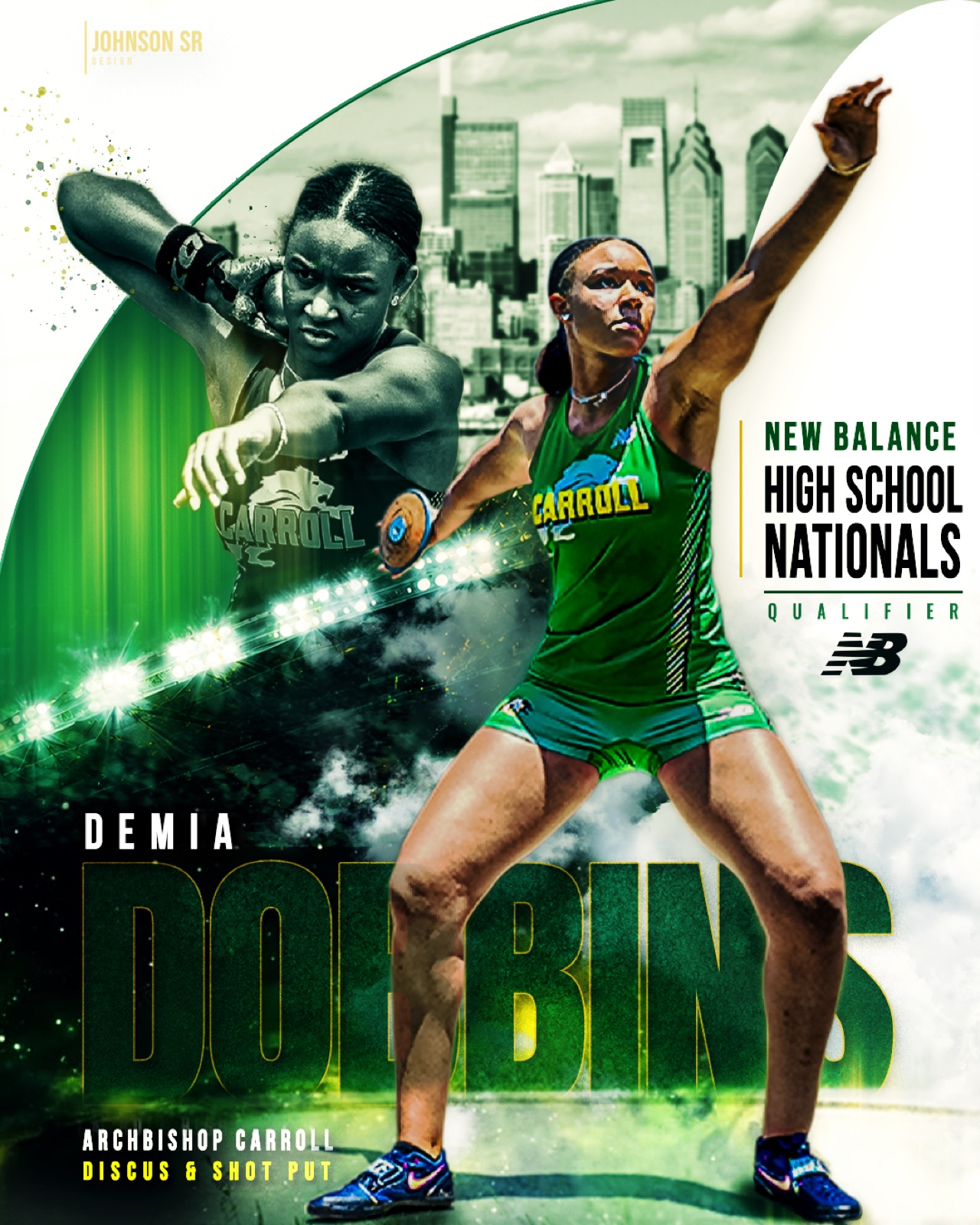 Demia Dobbins Archbishop Carroll New Balance Nationals qualifier graphic